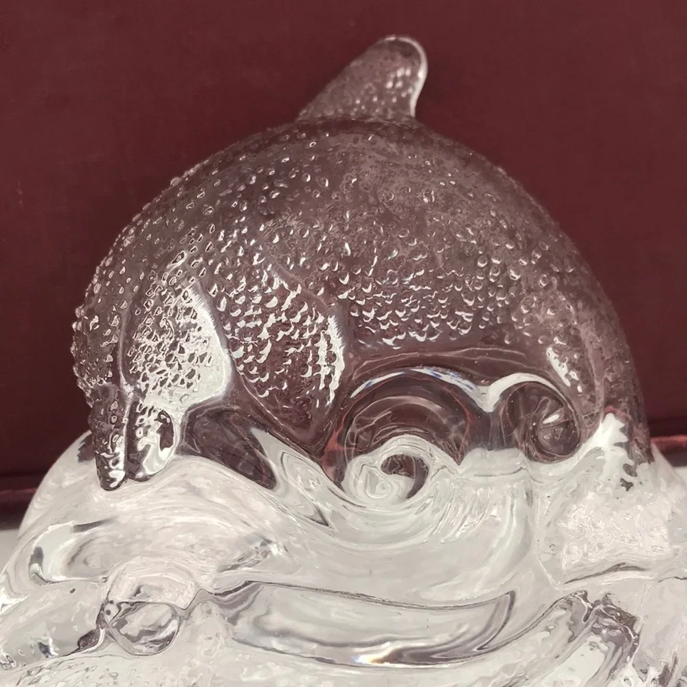 VTG PartyLite Glass Dolphin on a Wave Tealight Holder